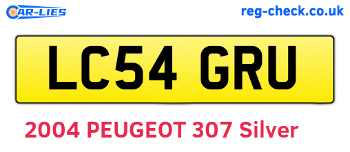 LC54GRU are the vehicle registration plates.