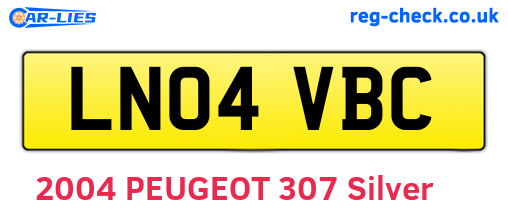 LN04VBC are the vehicle registration plates.