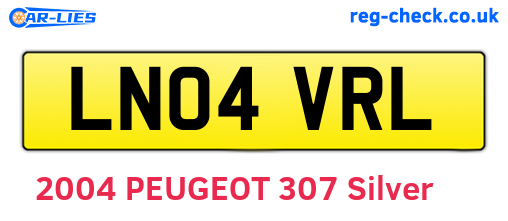 LN04VRL are the vehicle registration plates.