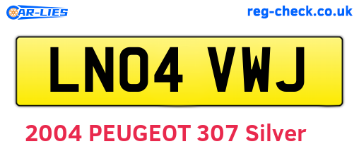 LN04VWJ are the vehicle registration plates.