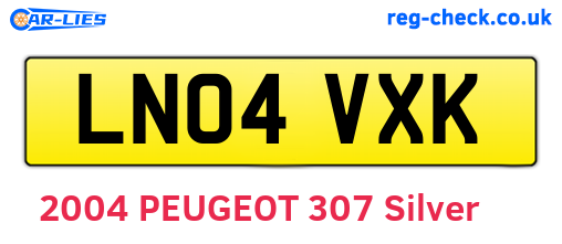 LN04VXK are the vehicle registration plates.