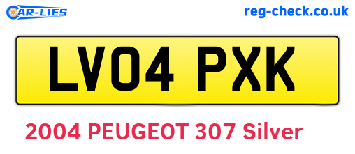 LV04PXK are the vehicle registration plates.
