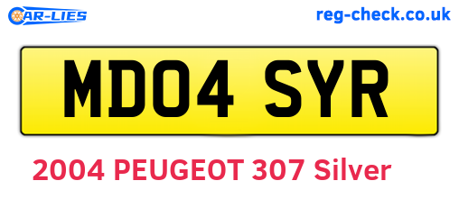 MD04SYR are the vehicle registration plates.