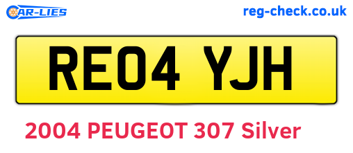 RE04YJH are the vehicle registration plates.