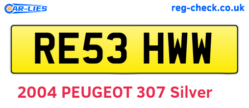 RE53HWW are the vehicle registration plates.