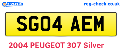SG04AEM are the vehicle registration plates.