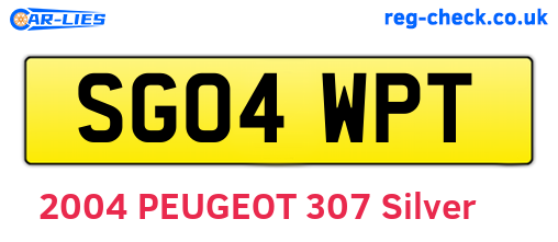 SG04WPT are the vehicle registration plates.