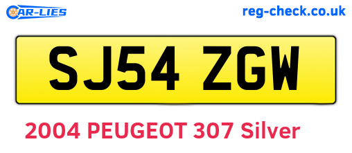 SJ54ZGW are the vehicle registration plates.
