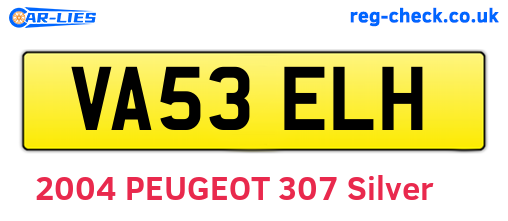 VA53ELH are the vehicle registration plates.