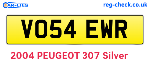 VO54EWR are the vehicle registration plates.