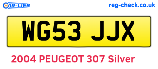 WG53JJX are the vehicle registration plates.