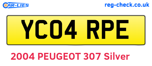 YC04RPE are the vehicle registration plates.