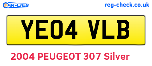 YE04VLB are the vehicle registration plates.
