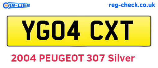 YG04CXT are the vehicle registration plates.
