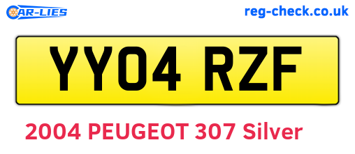 YY04RZF are the vehicle registration plates.