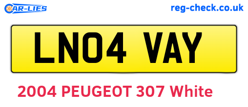 LN04VAY are the vehicle registration plates.