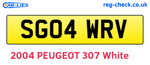 SG04WRV are the vehicle registration plates.
