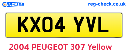 KX04YVL are the vehicle registration plates.