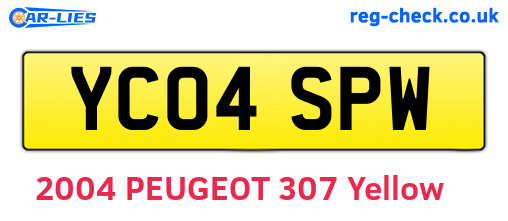 YC04SPW are the vehicle registration plates.