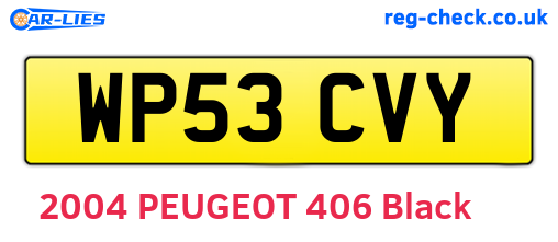 WP53CVY are the vehicle registration plates.