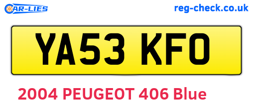 YA53KFO are the vehicle registration plates.