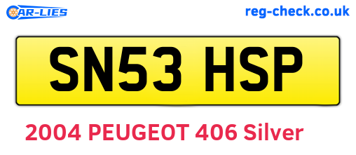 SN53HSP are the vehicle registration plates.