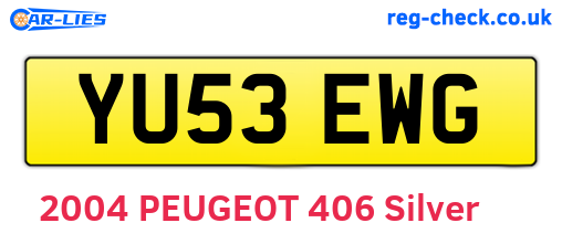 YU53EWG are the vehicle registration plates.