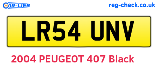 LR54UNV are the vehicle registration plates.