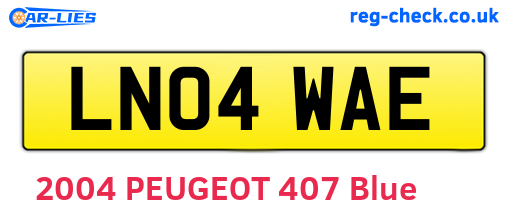 LN04WAE are the vehicle registration plates.