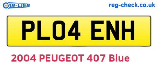PL04ENH are the vehicle registration plates.