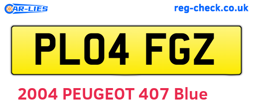 PL04FGZ are the vehicle registration plates.