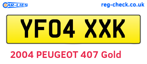 YF04XXK are the vehicle registration plates.