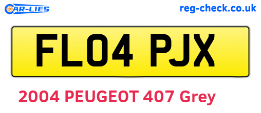 FL04PJX are the vehicle registration plates.