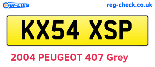 KX54XSP are the vehicle registration plates.