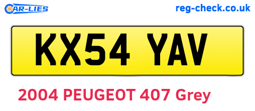KX54YAV are the vehicle registration plates.