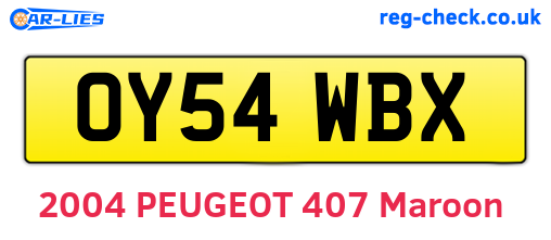 OY54WBX are the vehicle registration plates.