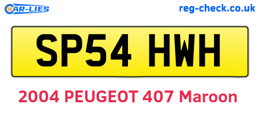 SP54HWH are the vehicle registration plates.