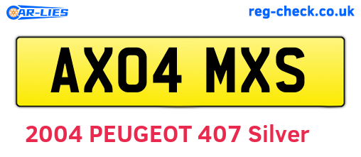 AX04MXS are the vehicle registration plates.