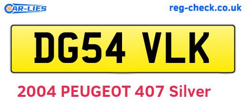 DG54VLK are the vehicle registration plates.