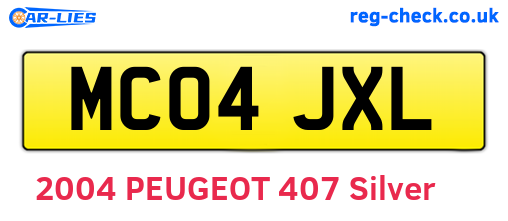 MC04JXL are the vehicle registration plates.
