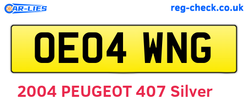OE04WNG are the vehicle registration plates.