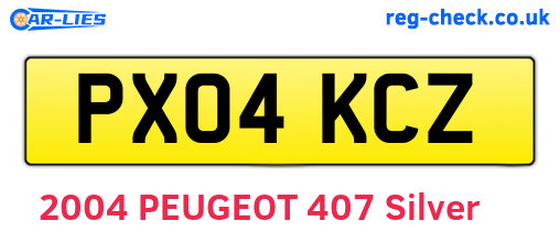 PX04KCZ are the vehicle registration plates.