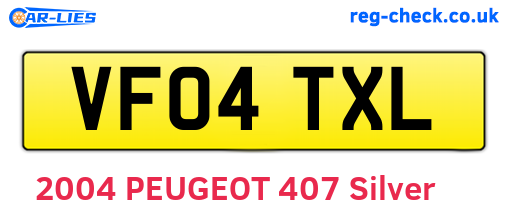 VF04TXL are the vehicle registration plates.