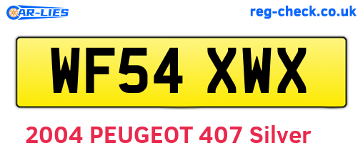 WF54XWX are the vehicle registration plates.