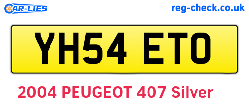 YH54ETO are the vehicle registration plates.