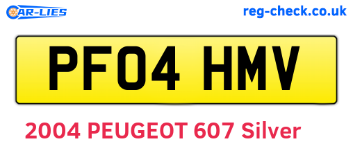 PF04HMV are the vehicle registration plates.