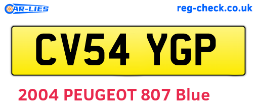CV54YGP are the vehicle registration plates.