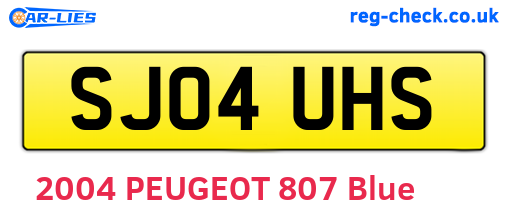 SJ04UHS are the vehicle registration plates.