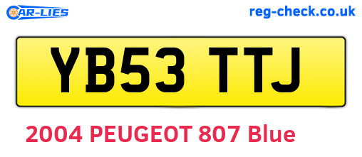 YB53TTJ are the vehicle registration plates.