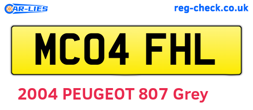MC04FHL are the vehicle registration plates.
